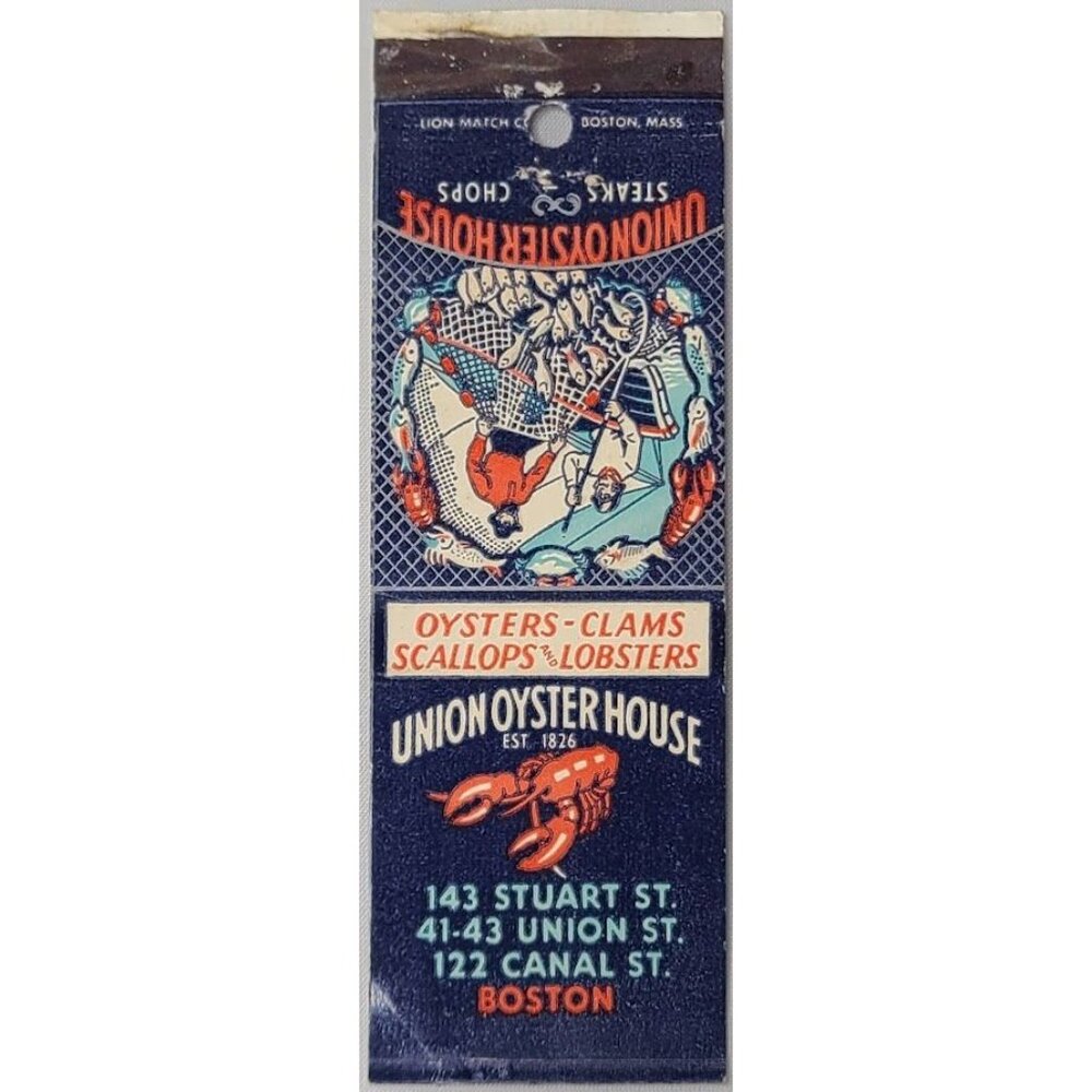 Front Strike Matchbook Cover Union Oyster House Boston MA Historic Restaurant - Picture 2 of 5